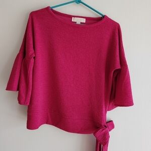 Michael kors hot pink Textured Three quarter length Flared sleeve Blouse